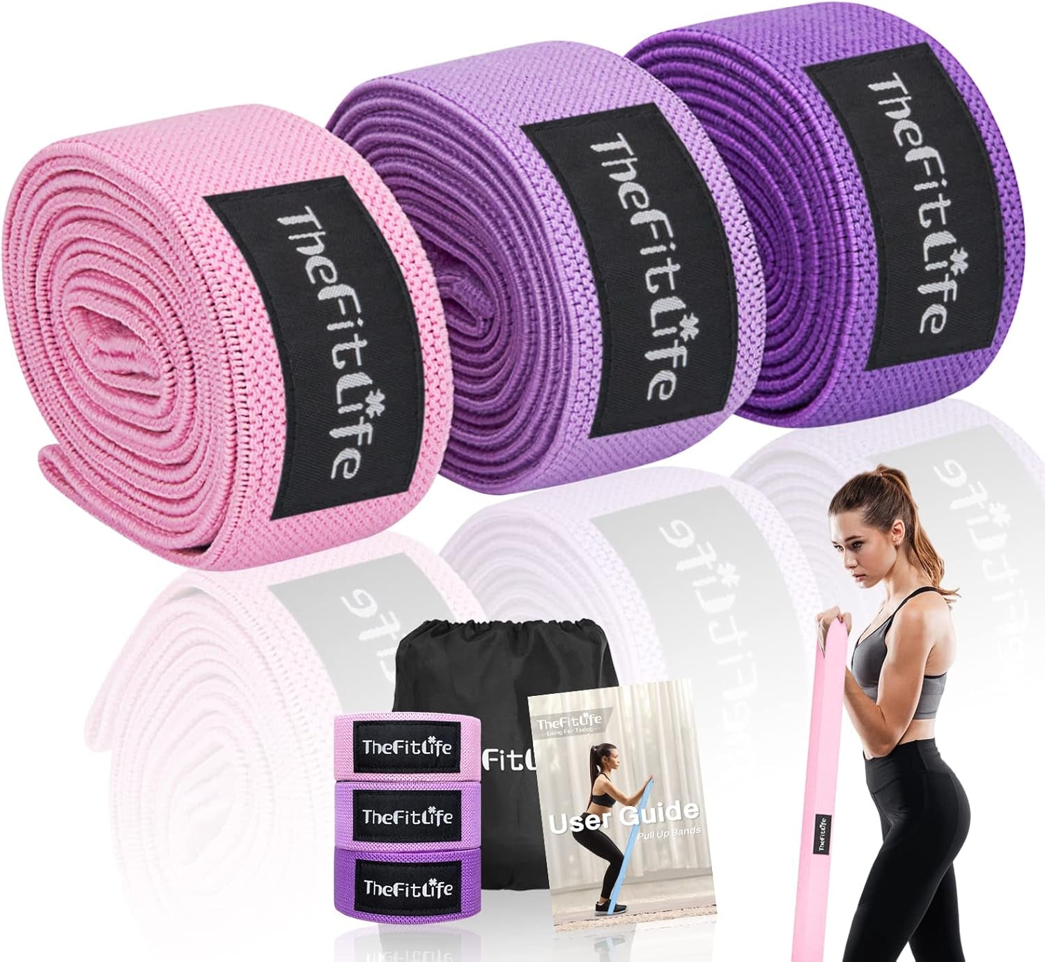 Resistance Exercise Bands for Women - Fabric Workout Bands for Booty, Hip, Glute, Leg, Thigh, Squat, Butt Lift Excersize and Fitness Loop Bands for Home Gym
