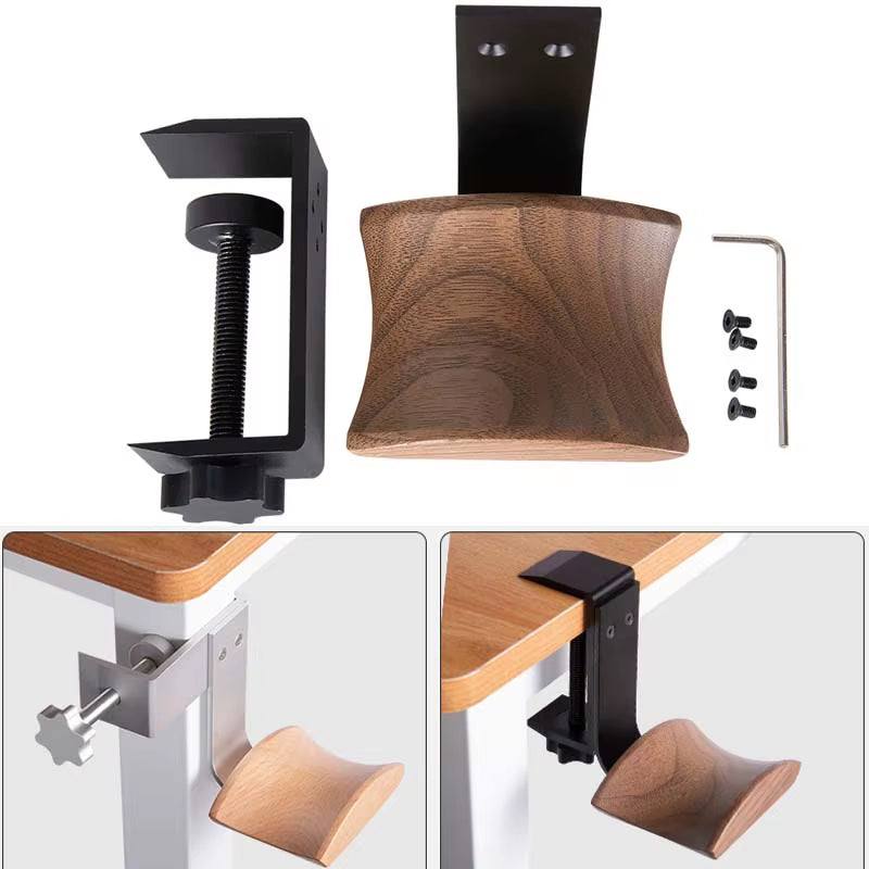 Wooden Headphones Stand Holder Aluminum Alloy Desk Lock Clip Headphone Bracket Easy Install Headset Display Hanger