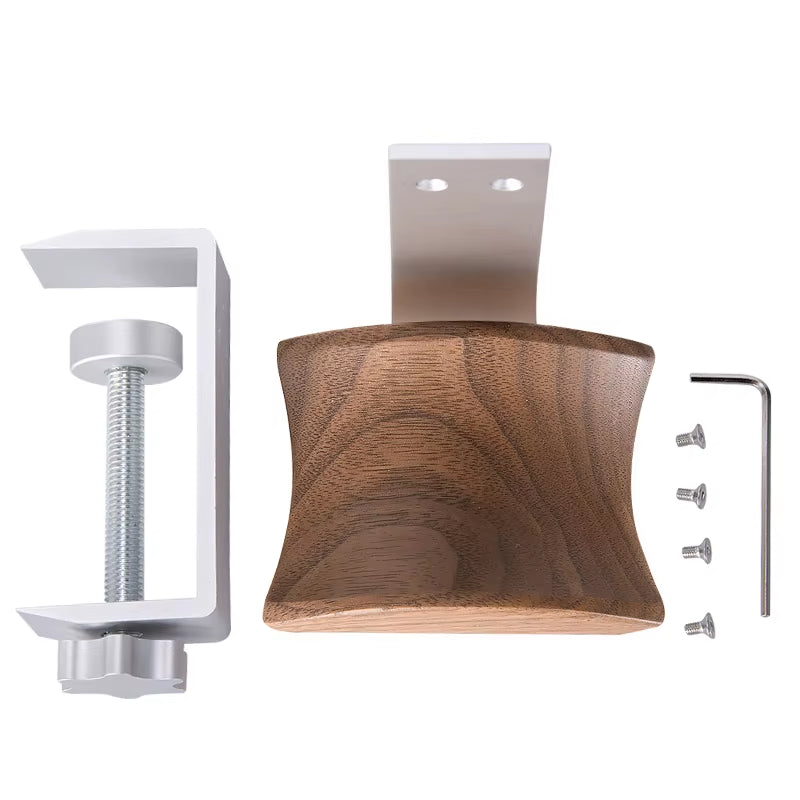 Wooden Headphones Stand Holder Aluminum Alloy Desk Lock Clip Headphone Bracket Easy Install Headset Display Hanger